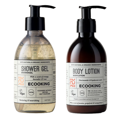 Ecooking Niacinamide Bodycare Set 300ml Shower Gel & 300ml Body Lotion - Vegan