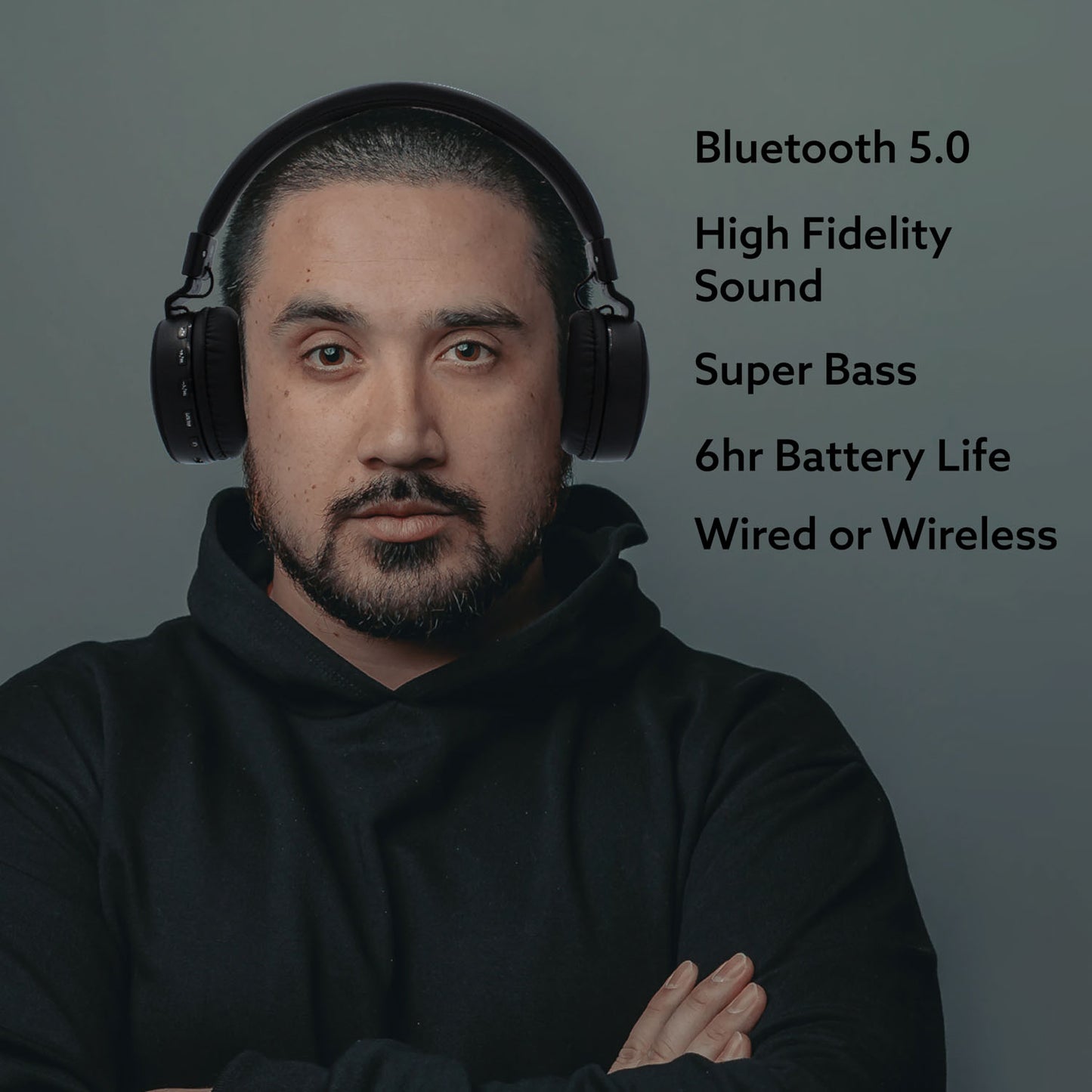 Bitmore Wireless Bluetooth Stereo Over-Ear Headphones Deep Bass 6hr Playtime
