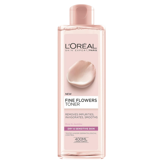 L'Oreal Fine Flowers Toner Rose & Jasmine 400ml For Dry & Sensitive Skin