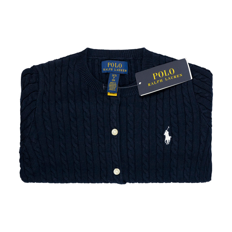 Ralph Lauren Polo Mini Cable Cotton Cardigan Hunter Navy Blue