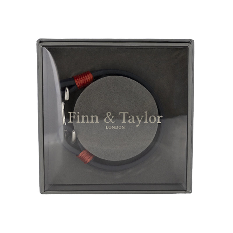 Finn & Taylor Navy Leather & Steel Anchor Bracelet