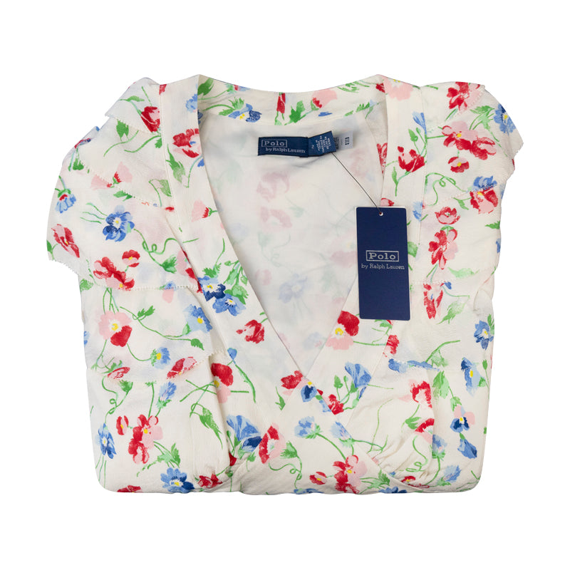 Ralph Lauren Polo Floral Silk Crepe Dress 1684 Vintage Daisy Women's