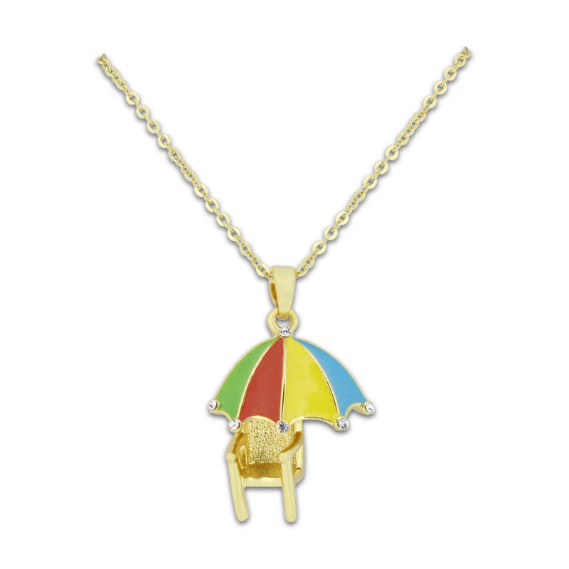 Khloelle Gold Umbrella + Chair Necklace LC0070841