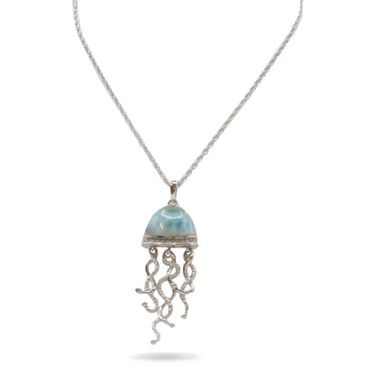 Marahlago Larimar Jellyfish Sterling Silver Necklace 