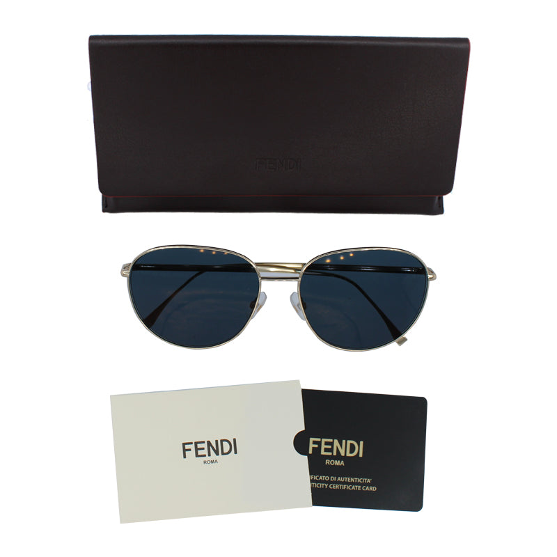 Fendi Blue Lens Gold Tone Frame Round Sunglasses 0379/G/S