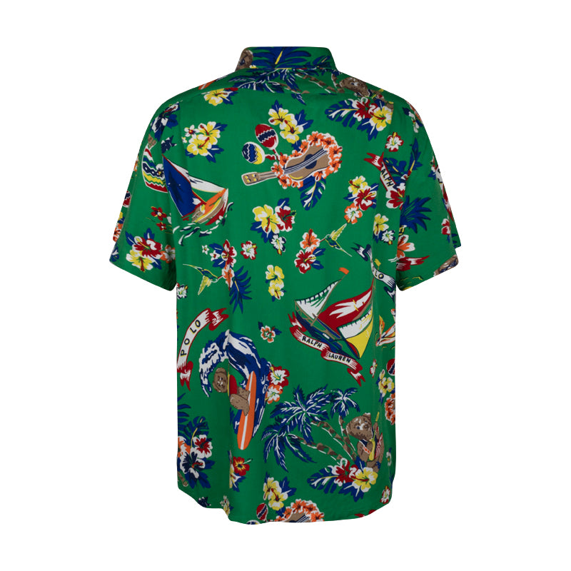 Ralph Lauren Surfer Bear Shirt | 100% Viscose