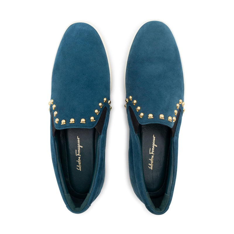 Salvatore Ferragamo Shoes Spargi Cypress Tr Suede Calf Blue Women's