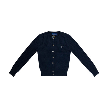 Ralph Lauren Polo Mini Cable Cotton Cardigan Hunter Navy Blue