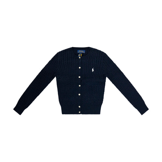 Ralph Lauren Polo Mini Cable Cotton Cardigan Hunter Navy Blue