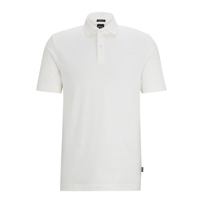 Hugo Boss Cotton Linen Press 56 Men's Polo Shirt White