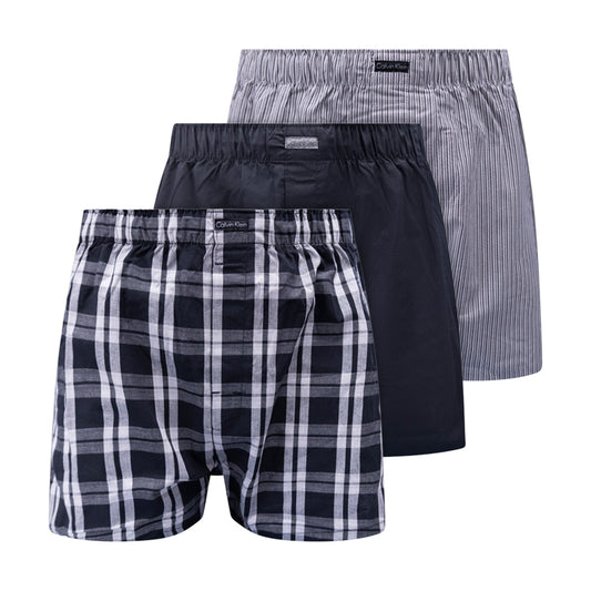 Calvin Klein Classic Fit Men's Woven Boxers Grey/Black 3 Pack