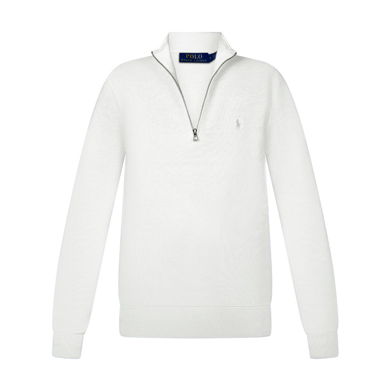 Ralph Lauren Mesh-Knit Cotton Quarter-Zip Jumper White