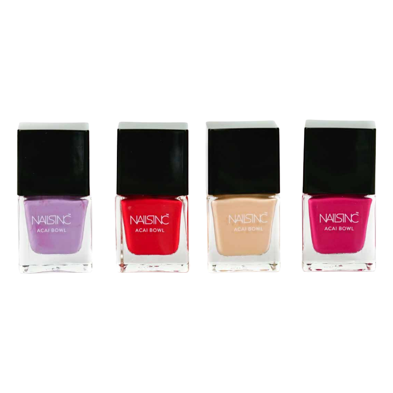 Nails Inc Nail Polish Set Red Pink Neutral Lilac 4 x 5ml
