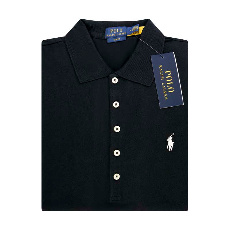 Ralph Lauren Polo Slim Fit Polo Shirt Black Women's