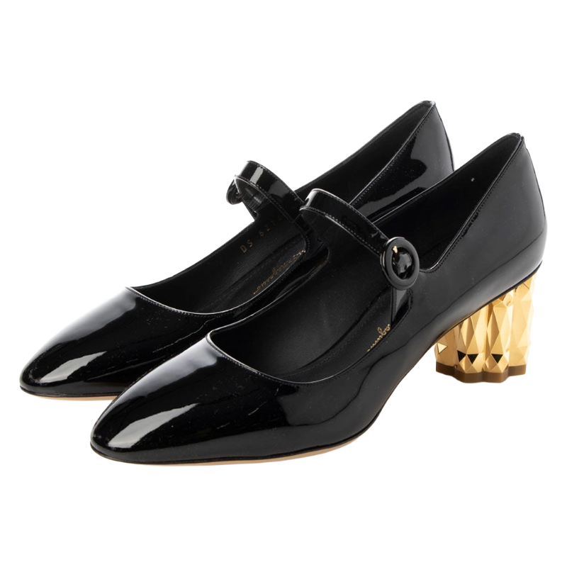 Salvatore Ferragamo Ortensia Nero Patent Calf Shoes Black