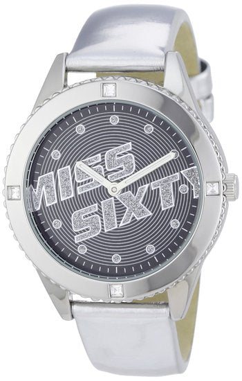 Miss Sixty Watch SN8001 Silver Leather Ladies Designer With Black Dial