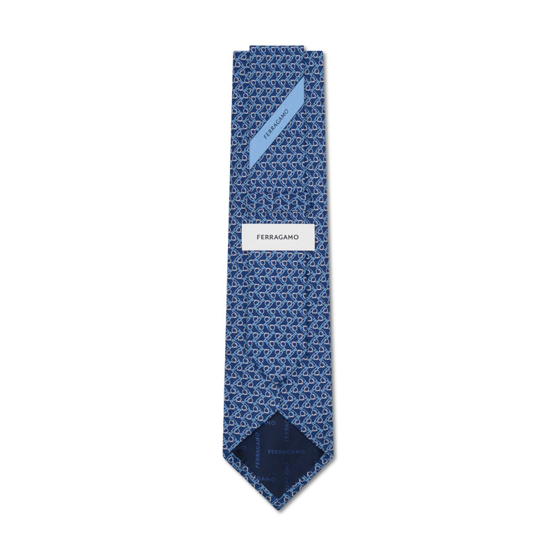 Salvatore Ferragamo Silk Clip Print Tie Blue
