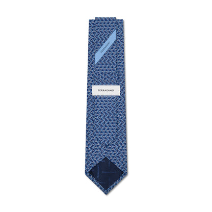 Salvatore Ferragamo Silk Clip Print Tie Blue