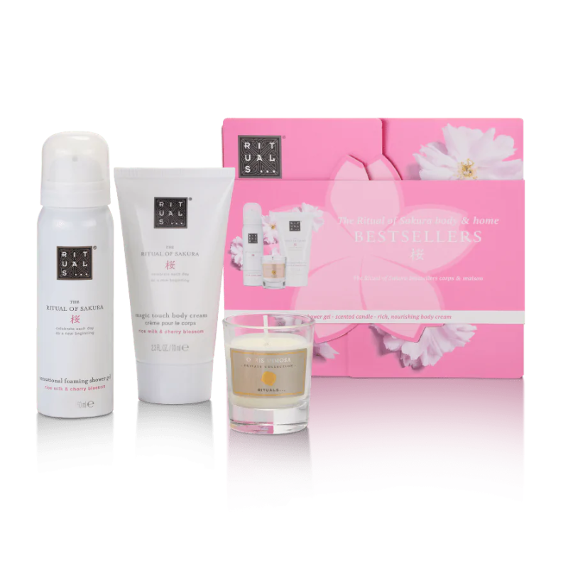 Rituals The Rituals Of Sakura Body & Home Bestsellers Set Foaming Shower Gel 50ml Scented Candle 25g Rich Nourishing Body Cream 70ml
