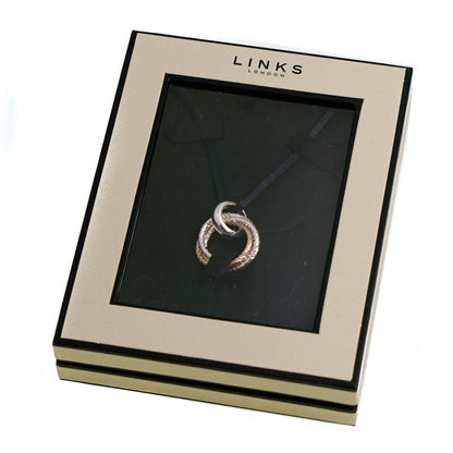 Links of London Cluster Pendant Ladies Necklace Silver & Rose Gold