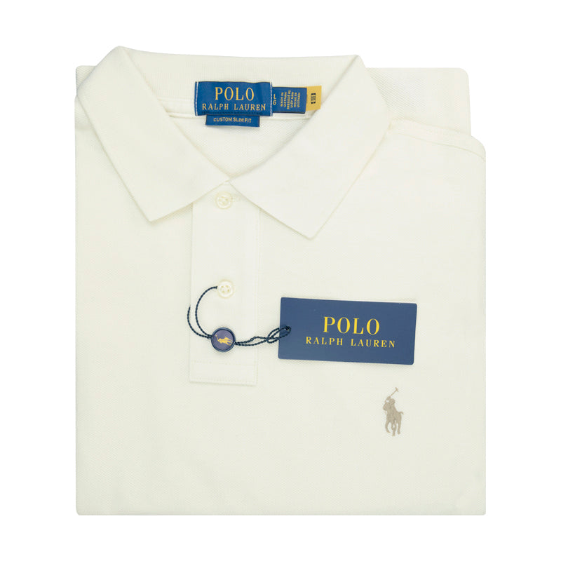 Ralph Lauren Polo Custom Slim Fit Polo Shirt Cream