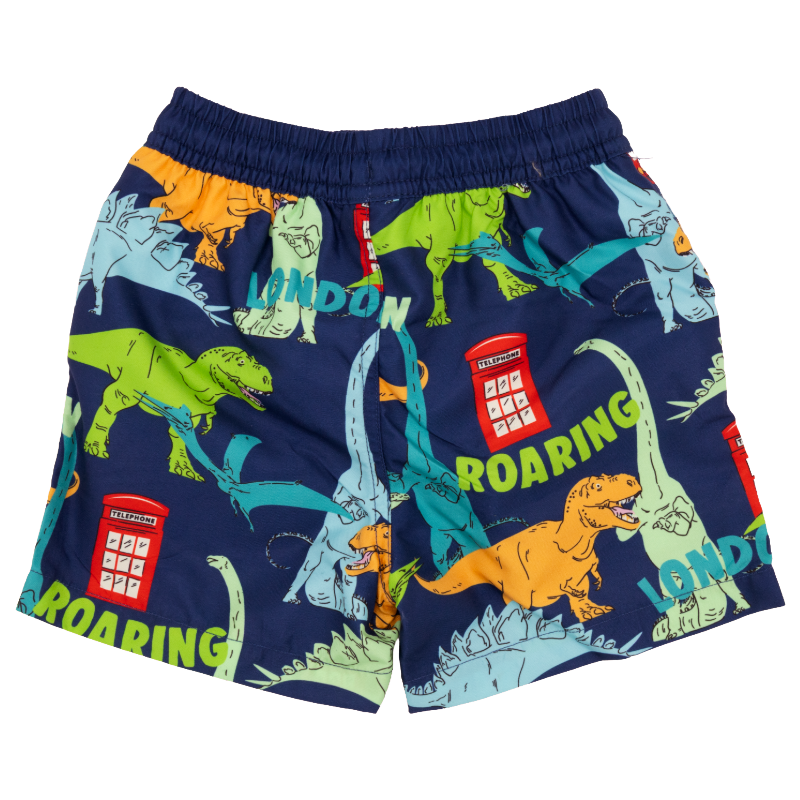 Natural History Museum Dinosaur Blue 100% Cotton Kids Swimming Shorts 1-2 Years