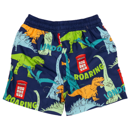 Natural History Museum Dinosaur Blue 100% Cotton Kids Swimming Shorts 1-2 Years