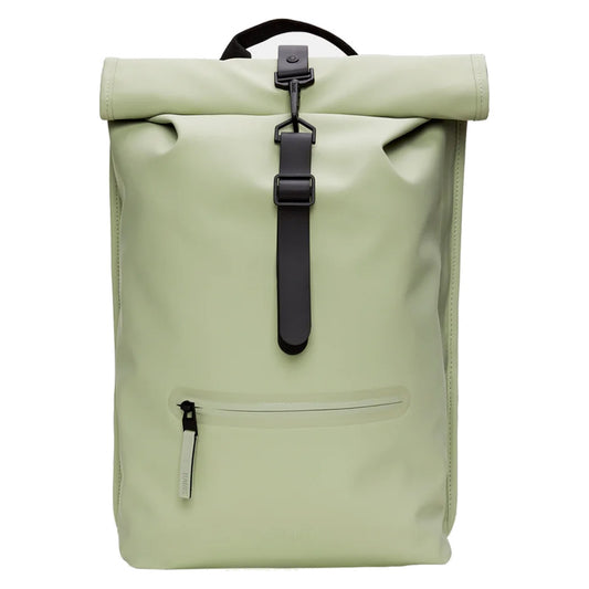 Rains Rolltop Rucksack W3 Earth light green – front view
