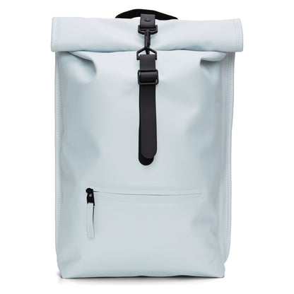 Rains Rolltop Rucksack W3 Wind light blue – front view