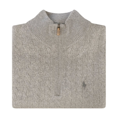 Ralph Lauren Polo Half Zip Cable Men's Grey Knit Jumper
