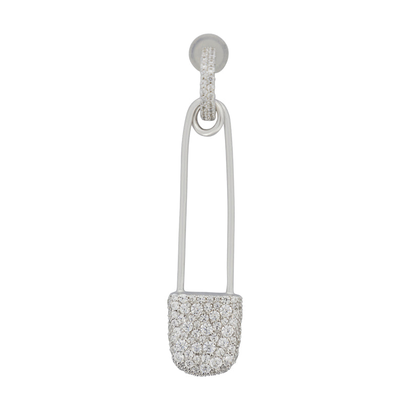 Apm Monaco Ladies Single Long Safety Pin Silver Earring AE9218OX