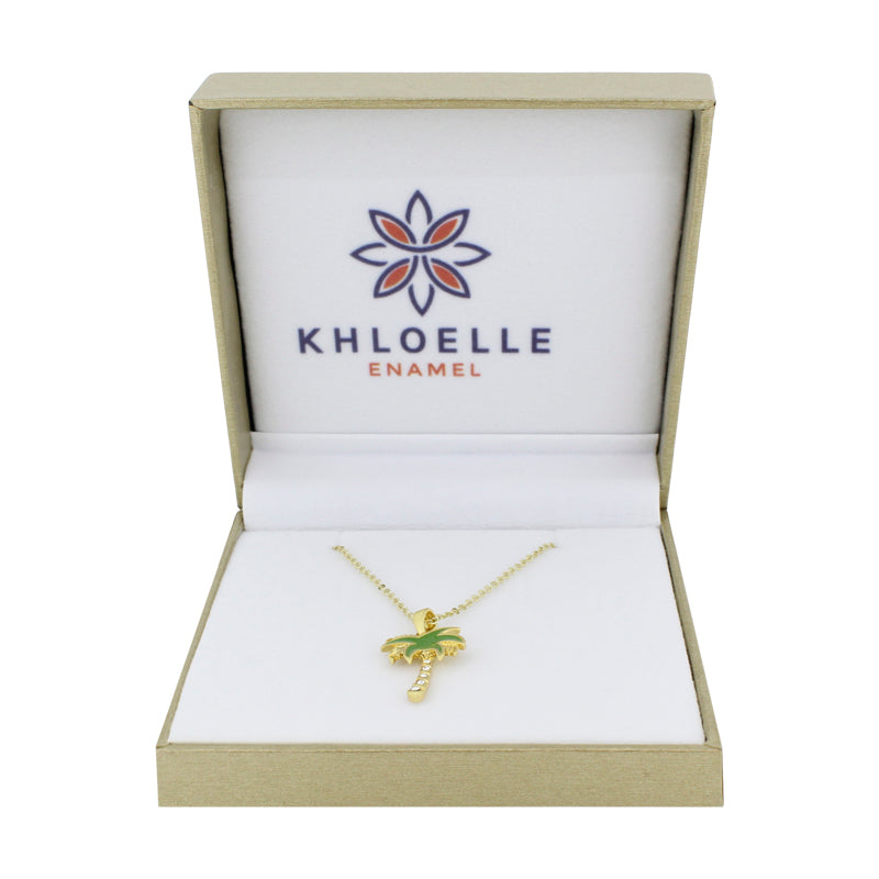 Khloelle Gold and Green Palm Tree Necklace LC0070817