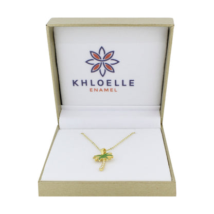 Khloelle Gold and Green Palm Tree Necklace LC0070817