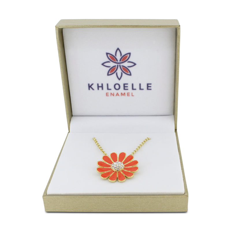 Khloelle Orange Daisy Necklace LC0070860