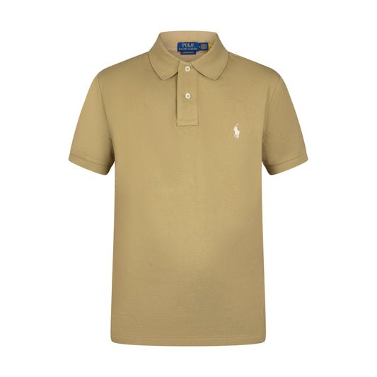 Ralph Lauren Polo Custom Slim Fit Mesh Polo Shirt Tan/Cream