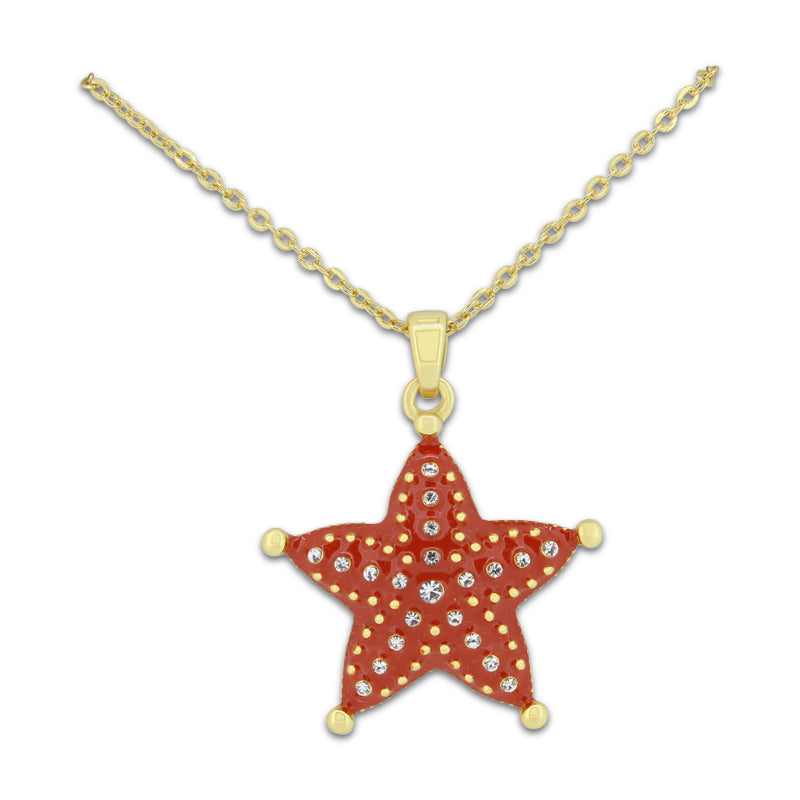 Khloelle Orange And Gold Starfish Necklace LC0070787