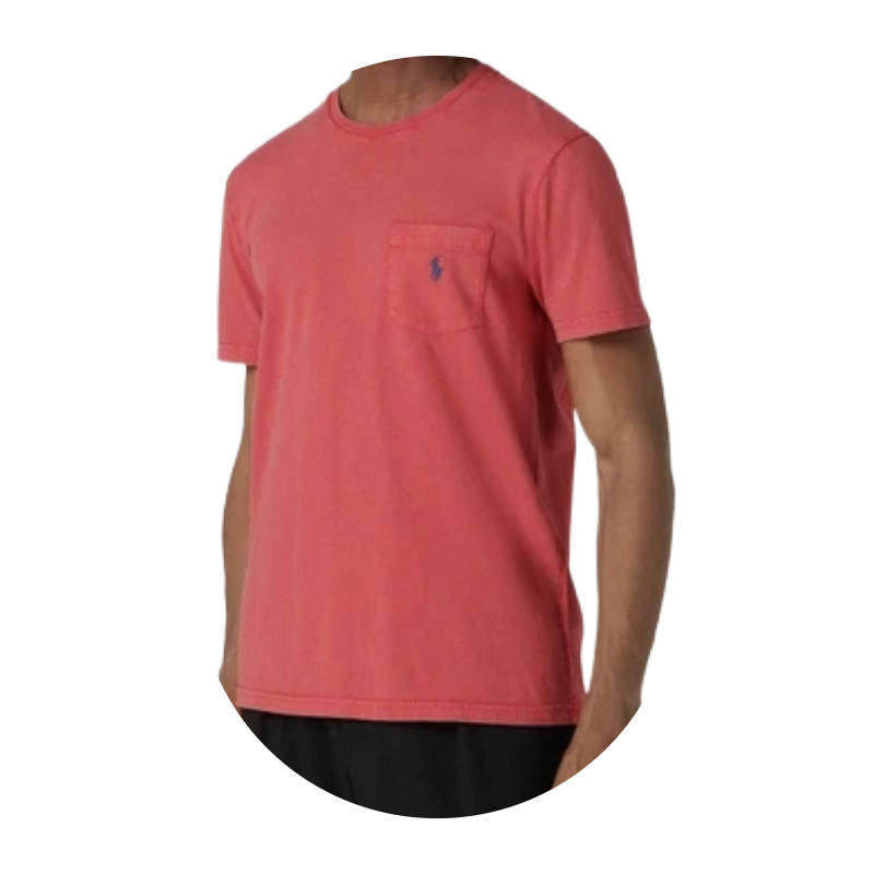 Ralph Lauren Polo Mens Red Cotton Linen Classic Fit Pocket T-Shirt