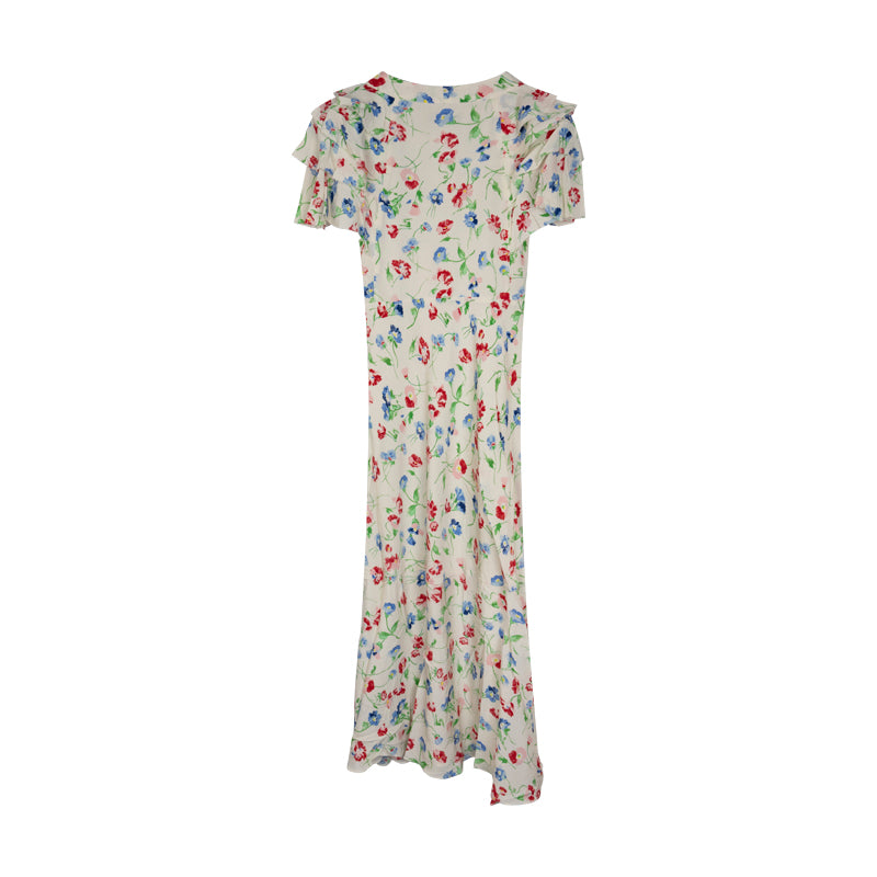 Ralph Lauren Polo Floral Silk Crepe Dress 1684 Vintage Daisy Women's