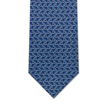 Salvatore Ferragamo Silk Clip Print Tie Blue