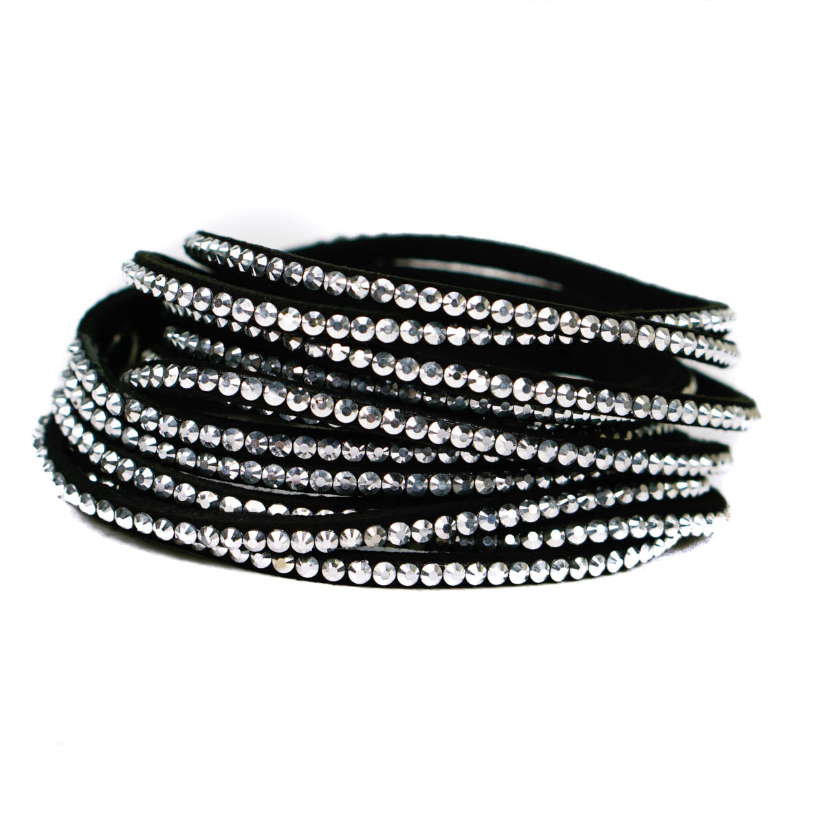 Aeon Black Crystal Studded Wrap Bracelet
