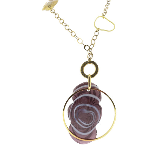 Antica Murrina Glass Necklace Purple Swirl