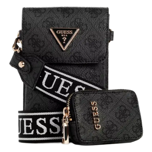 Guess Latona Mini Crossbody Phone Bag Coal Logo Women's