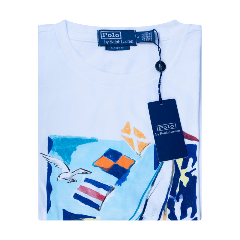 Ralph Lauren Classic Fit Sail Boat Cotton T-Shirt White 