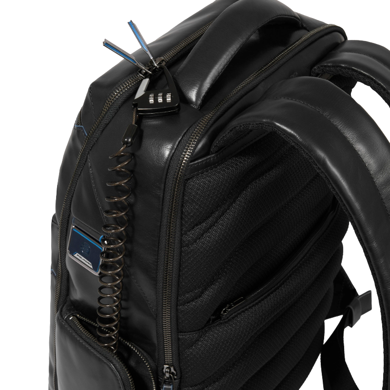 Piquadro Blue Square Large Leather Laptop Backpack 15,6"