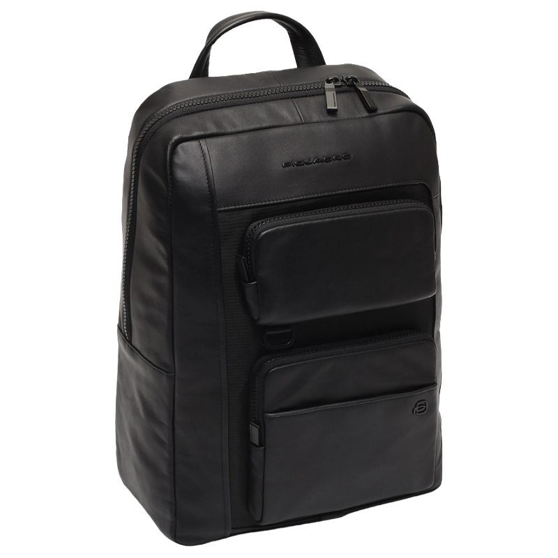 Piquadro 14 inch Laptop Leather Backpack CA6442W131/N Black