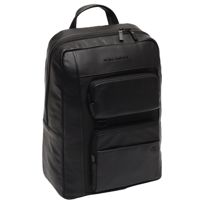 Piquadro 14 inch Laptop Leather Backpack CA6442W131/N Black