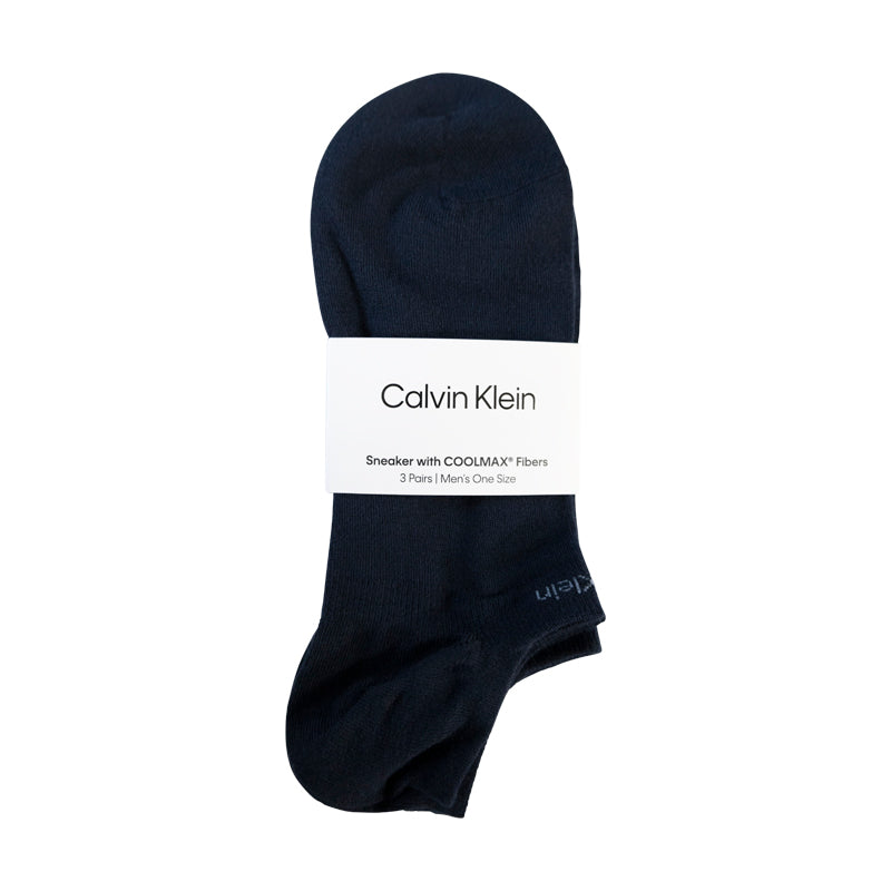 Calvin Klein Sneaker Socks With Coolmax Fibers Navy Men's One Size 3 Pack