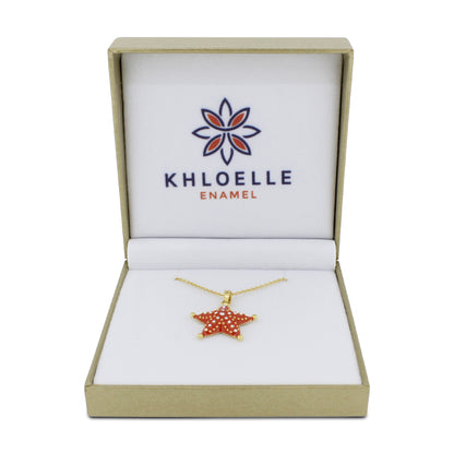 Khloelle Orange And Gold Starfish Necklace LC0070787