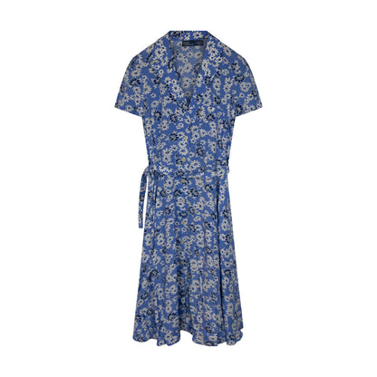 Ralph Lauren Women's Polo Floral Crepe Short-Sleeve Dress Blue