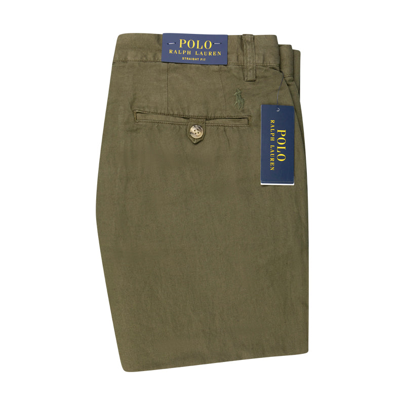 Ralph Lauren Polo Straight Fit Linen Cotton Trousers Green